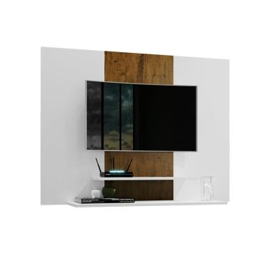 Imagem de Painel Para Tv Até 50 Polegadas Suspenso Talento Com 2 Prateleiras 91x120cm Branco- Canela