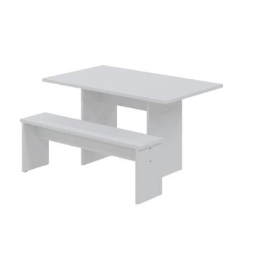Imagem de Mesa De Jantar 135x80x74cm 2,5cm Com 1 Banco Essence Branco