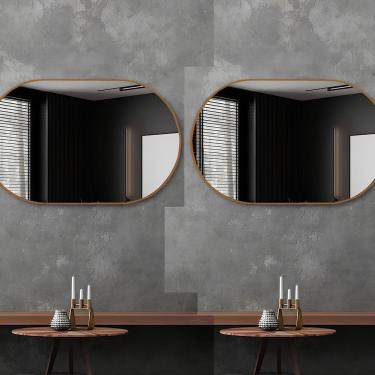 Imagem de Espelho Decorativo Grande Oval 50x80cm Kit Com 2 Unidades Caramelo