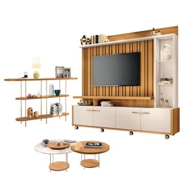 Imagem de Estante Home Theater Titan Off White Cinamomo E Aparador Infinity E Kit Mesa De Centro...