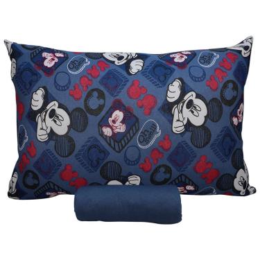 Imagem de Jogo De Cama Portallar Solteiro Malha 100% Algodão Disney Mickey Simpático 2 Pçs Azul