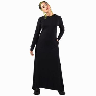 Imagem de Vestido Longo Manga Longa Com Capuz Moda Casual Feminino - Deliriyou, 