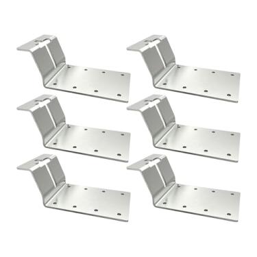 Imagem de Ioensy Suporte de poste em T de 6 peças, ferro, forte suporte de carga, suprimentos multiuso, prata, resistente para sinalização, cerca, madeira compensada, Prata