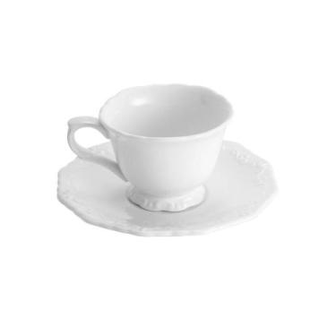Imagem de Conjunto 6 Xicaras de Café com Pires Porcelana de Alto Relevo 100ml - 