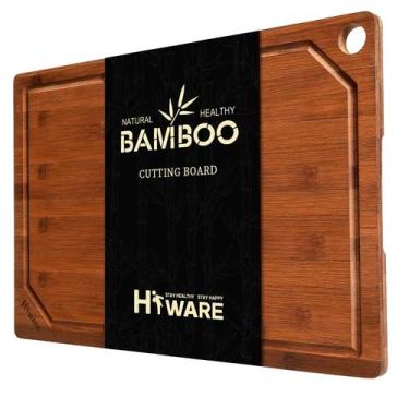 Imagem de Tábua de corte Hiware Wood Heavy Duty Bamboo com Juice Groove