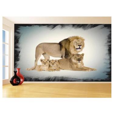 Imagem de Papel De Parede Animais Leão Família Filhotes 3,5M Anm542 - Você Decor