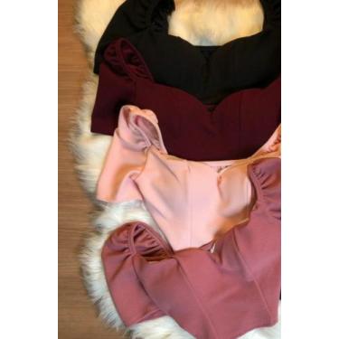 Imagem de blusa cropped feminina manga princesa - moda filo, Preto, m