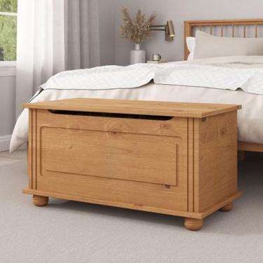 Imagem de Baú Assento Organizador Madeira Maciça Bristol - IDIMEX, Madeirado