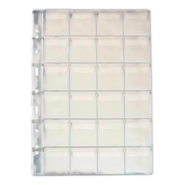 Imagem de 10 Folha Plastico Moedas 24 Divisões Furo Universal Com Aba - Ljl.Etc