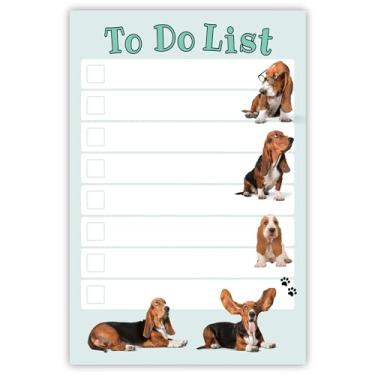 Imagem de DAILY RITMO® Basset Hound Bloco de notas pegajoso para a lista de tarefas | Presentes de mãe de cachorro para mulheres | Bloco de papelaria Basset Hound 10 x 15 cm 50 páginas feito nos EUA | Presente