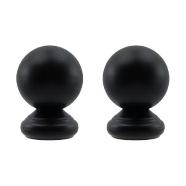 Imagem de Mewutal 2 bolas de apoio de braço de escada de aço inoxidável de 63 mm/2,5" tampas redondas ocas para corrimão de escada preta tampa de poste de corrimão decorativa para cerca de casa, caixa de
