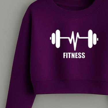 Imagem de Kit com 2 Cropped Moletom Estampa Barra Fitness Modinha Gym Academia T