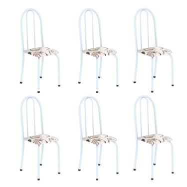 Imagem de Kit 6 Cadeiras Tubular 96x36x41 Cm Iris B Arabesco/ Branco