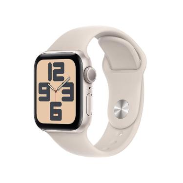 Imagem de Apple Watch SE 2ª geração (GPS) caixa de alumínio Starlight de 40 mm com pulseira esportiva Starlight - M/L - Starlight-MR9V3LL/A