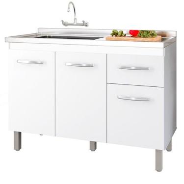 Imagem de Balcao P/ Pia Sem Tampo Anita 120 cm Mobbs - Moblis Móveis, Branco