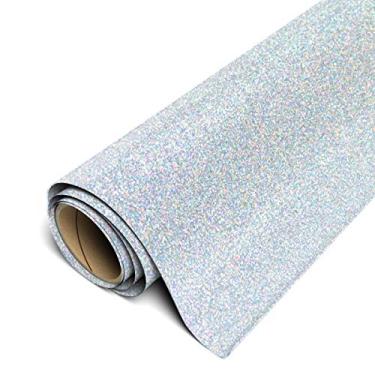 Imagem de Siser Glitter HTV Rolo de 39 cm x 1,5 m - Vinil de transferência de calor a ferro (confetes prateados)