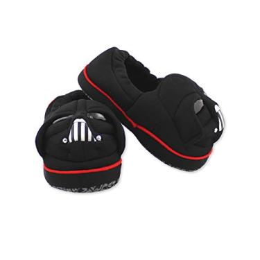 Imagem de Pantufas Star Wars Darth Vader infantis de pelúcia evasê com cabeça 3D, Preto, 9-10 Toddler