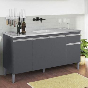 Imagem de Balcão De Pia Ambiente Tatiane 145 Cm Cinza Fosco - Ajl - AJL MÓVEIS