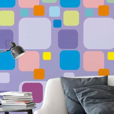 Imagem de Papel De Parede Adesivo Geométrico Roxo Quarto Teen 12m - DELIQUADROS