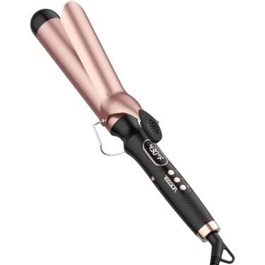 Imagem de YEEGOR Modelador de cachos de 3,8 cm (1 1/5.1 cm), corte de barril extralongo, modelador de cabelo de tensão dupla 100-240V para cachos grandes, 12 temperaturas