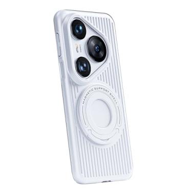 Imagem de HAOMRIYL Capa magnética para Huawei Pura 80 Ultra/80 Pro+/80 pro/80, capa com suporte de metal suporta carregamento sem fio, capa antiqueda, branca, 80 Ultra