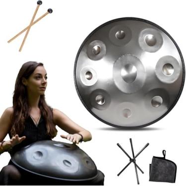 Imagem de Instrumento Handpan - 432hz/440hz 9/10/12 Notas - Tambor De Língua De Aço De 22 Polegadas - Tambor De Mão Pan Com Suporte De Tambor Para Cura Sonora, SILVER_9 NOTES, 440Hz