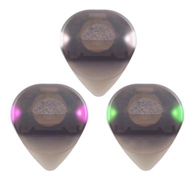 Imagem de WALFRONT 3pcs Iluminam Picadas de Guitarra Led Picadas Brilhantes Coloridas Guitarra Iluminada Plectrum Abs Branco Verde Roxo para Acústico Elétrico e Baixo Guitarra