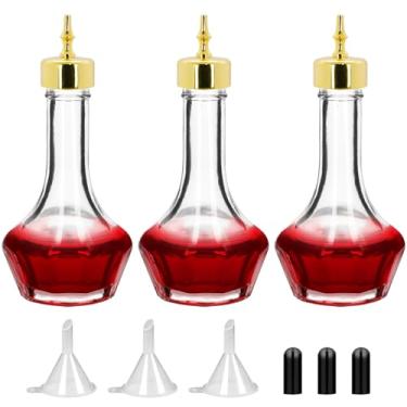 Imagem de eispap Garrafa amarga dourada de 3 peças, garrafa de vidro de 50 ml, ferramenta de bar profissional decorativa para coquetel, ótima para barman, casa, bar, restaurante, com tampa de liga (3)