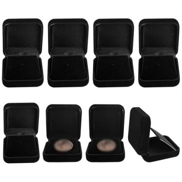 Imagem de AUEAR , Pacote Com 8 Moedas De Desafio Veludo Preto, Caixa Apresentação, Medalha Quadrada, Lapela, Broche, Ferramenta Armazenamento