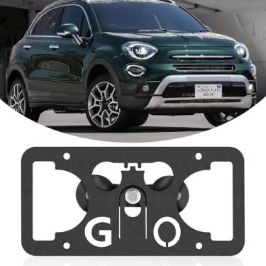 Imagem de Moldura frontal sem furadeira compatível com Fiat 500X 2016-2023 Suporte de montagem de grade de placa de carro antifurto Capas de etiqueta de carro à prova de ferrugem, acessórios de carro à prova de