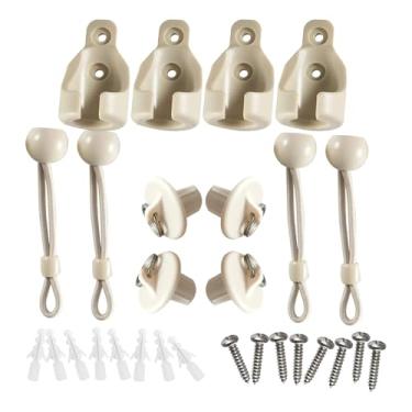 Imagem de Baoblaze Conjunto de 16 peças de cordas elásticas para persianas e cortinas, peças de reposição para persianas de rolo, base versátil à prova de vento e, Branco