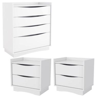 Imagem de Comoda 4 Gavetas 02 Mesas De Cabeceira 2 Gavetas M26061 Kappesberg Branco