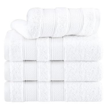 Imagem de American Soft Linen Salem 100% algodão turco 4 peças toalhas de mão para banheiro, 600 GSM conjunto de toalhas de rosto de mão de secagem rápida, absorvente macio, branco