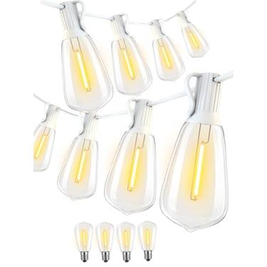 Imagem de DAMAING Cordão de luzes para ambientes externos à prova d'água, luzes de corda de pátio para uso externo com 104 lâmpadas LED Edison, luzes vintage reguláveis para pendurar no Natal, casamento, pacote