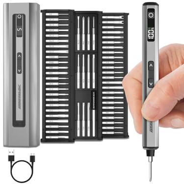 Imagem de AM ARROWMAX Mini chave de fenda elétrica, chave de fenda elétrica de precisão com 5 modos de torque, brocas magnéticas 60 em 1 hexagonais de 5/81 cm, máximo de 3 Nm, conjunto de ferramentas de reparo