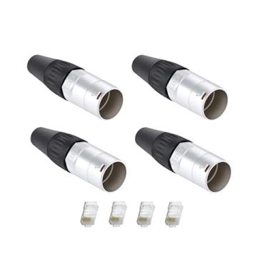 Imagem de 4 Conector Plug Ethercon RJ45 Macho Rede Xlr Net + Clip RJ45 CAT6