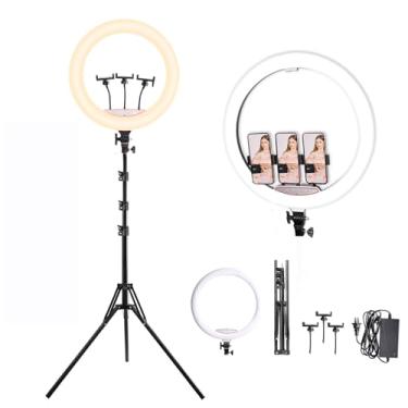 Imagem de BONFOTO Anel De Luz 18" Com Tripé, Círculo Led 58 W E 5500 K Regulável Para Tiktok/Transmissão Ao Vivo/Maquiagem/Youtube, Bolsa Transporte, Compatível Câmera Celular