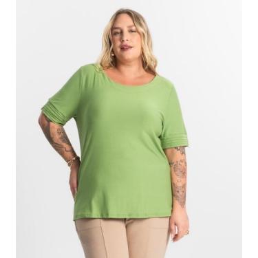 Imagem de Blusa Feminina Manga Curta Secret Glam Verde, Plus G1, Verde