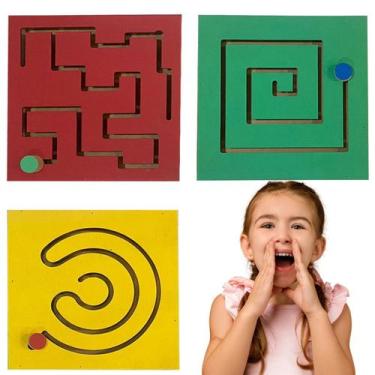 Imagem de Kit  Painel Psicomotor Brinquedo Pedagógico Madeira - Tralalá