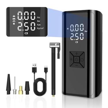 Imagem de Bomba de ar portátil para pneus de carro com medidor de pressão digital, compressor de ar portátil sem fio de 150PSI com luz de emergência para carro, bicicleta, motocicleta, bola
