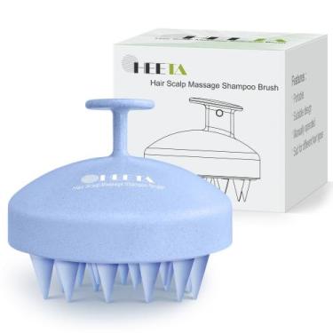 Imagem de Escova de shampoo Scalp Scrubber HEETA para crescimento de cabelo azul