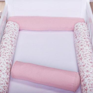 Imagem de Kit Berço 4 Rolos Americano Rolinho Floral Vinho e Rosa - Loja Baby