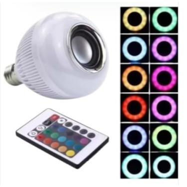 Imagem de Lâmpada LED Bluetooth com Música, Luz RGB Multicolorida, Controle Remoto, Alto-Falante Integrado
