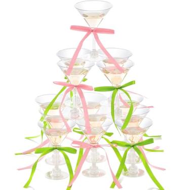 Imagem de Maxdot 30 conjuntos A Tini Bit Older Birthday Party Supplies 141.7 g Espresso Martini Copos Plástico Mini Champagne Torre com Arcos para Espresso Martini Bachelorette Decoração Tiny Bar (Rosa, Verde)