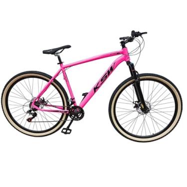 Imagem de Bicicleta Aro 29 Ksw Adulto 24 velocidades Suspensão Dianteira 80mm Pneu Faixa Amarelo (ROSA/PRETO, 19)