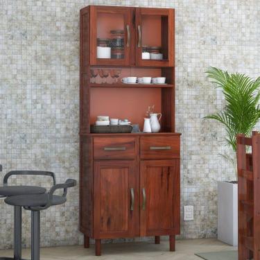 Imagem de Armário para Cozinha Valldemossa 4 Portas 2 Gavetas Madeira Maciça Mogano - Pnr Móveis