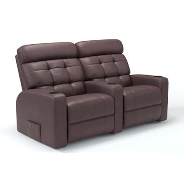 Imagem de Sofá 2 Lugares Reclinável Elétrico Massagem em Couro Bovino Linha Cinema Damie (Marrom Lugano)