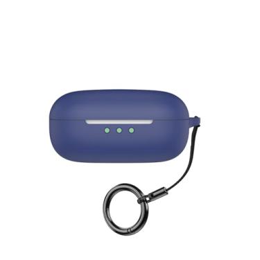 Imagem de Capa para earfun air pro 4 fones de ouvido sem fio material de silicone à prova de choque exclusiva capa protetora portátil com mosquetão (azul)