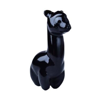 Imagem de WUYOUSHI Estátua de alpaca de cristal obsidiana natural 7 cm escultura artesanal de cristal de cura da sorte estátuas de bolso do guardião da sorte meditação para escritório decoração de casa presente