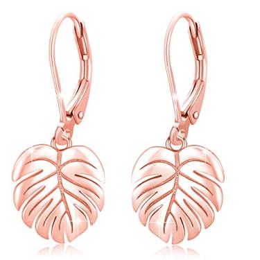 Imagem de Brincos Monstera Prata Esterlina 925 Leverback Brincos de Folhas de Palmeira Brincos Tropicais Pingente de Planta Brinco para Mulheres Meninas Joias da Moda, Prata esterlina, Sem pedra preciosa